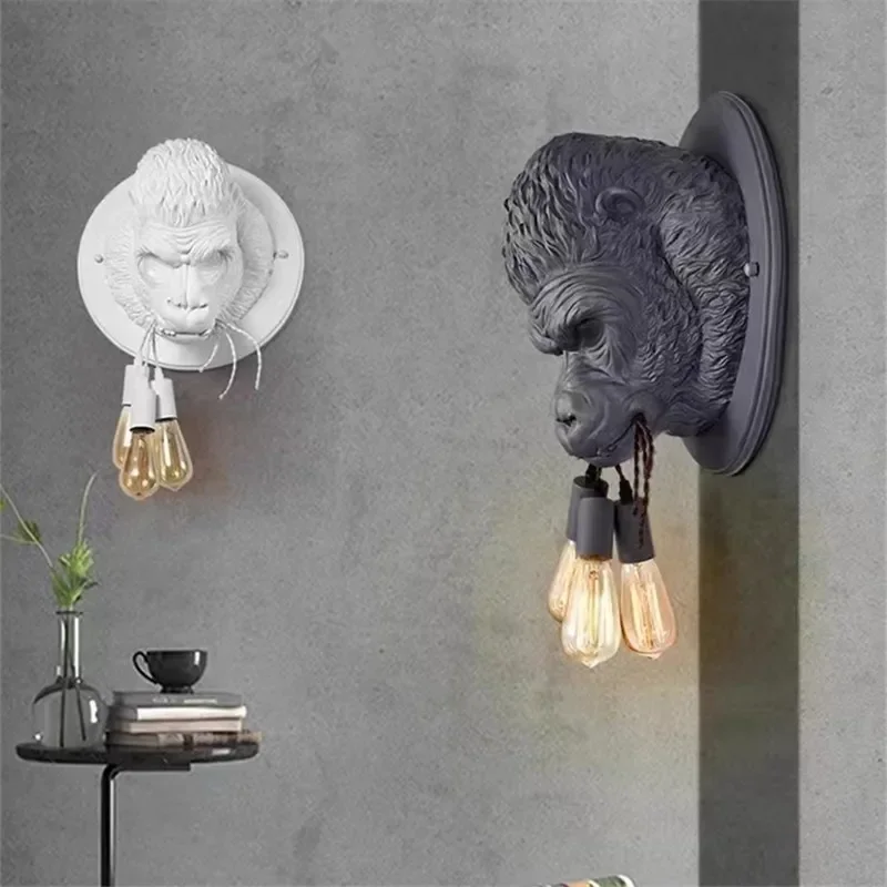 Resin Art On Wood - 2025, moderne Amsterdam-Wandleuchte, nordische Tierkopf-Harzlampe, Vintage-Leuwenhund-Lampe,