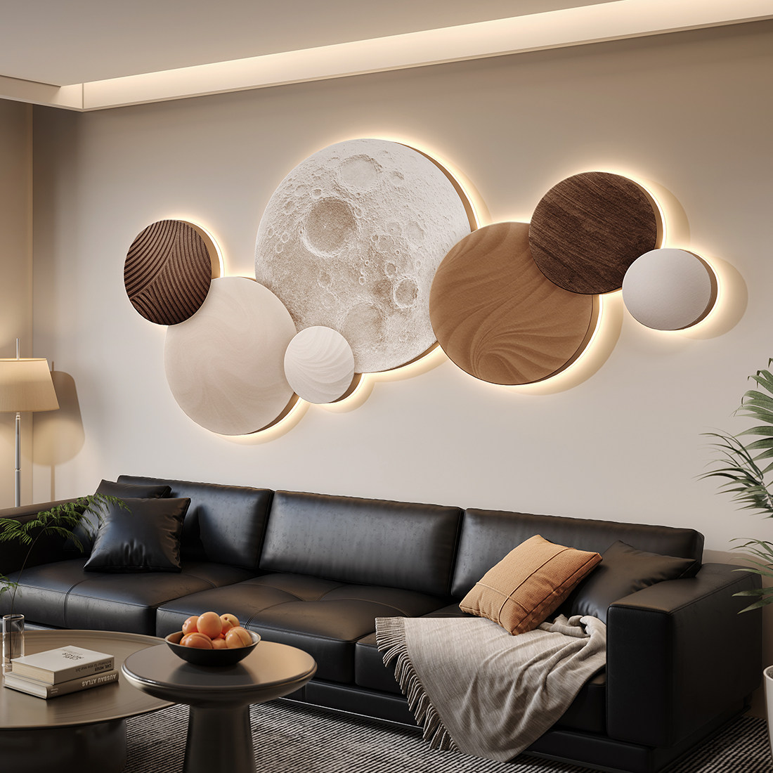 Resin Art On Wood - Mond-Schlafzimmer-Dekor Moderne Luxus-Kopfteilwand für Hauptschlafzimmer/Zimmerschlafzimmer Akzent-Wandkunst