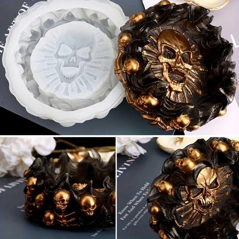 Resin Art Products - Aschenbecher-Form, Totenkopf DIY Bastelgeschenk Epoxidharz-Gießform, Schmuckaufbewahrungsform,