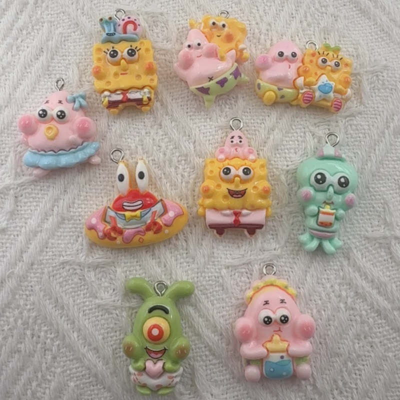 Resin Art Store - 10 Stück Cartoon-Harzanhänger, DIY-Schmuckherstellung, Ohrringe, Schlüsselanhänger-Zubehör
