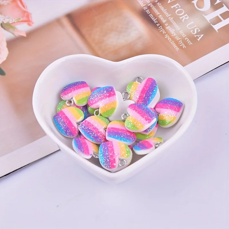 10 Stück bunte Herz-Harz-Anhän – Resin Art Pendant Bewertung und Preis