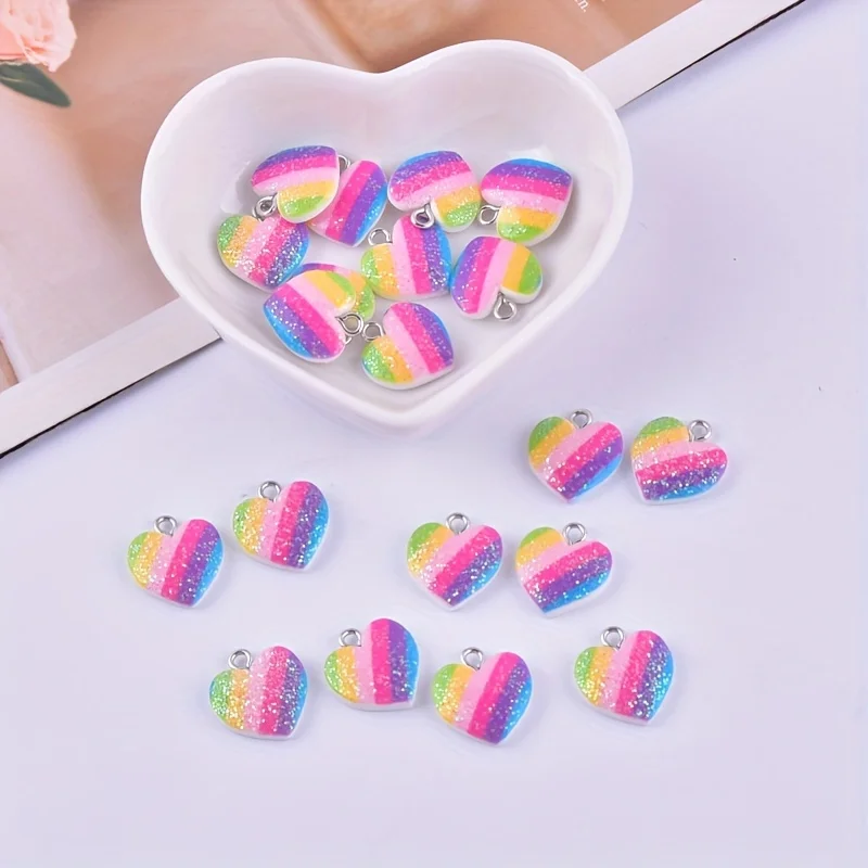 10 Stück bunte Herz-Harz-Anhän – Resin Art Pendant Bewertung und Preis
